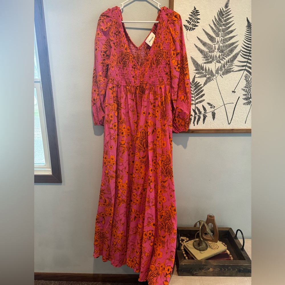 Baacal Joni Floral Pink and Orange Maxi Dress